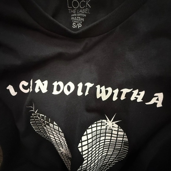 Black Short Sleeve Tee with Reflective Heart Design - Picture 2 of 2